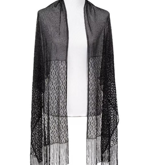 Knit Fringe Evening Wrap - Picture 3 of 6